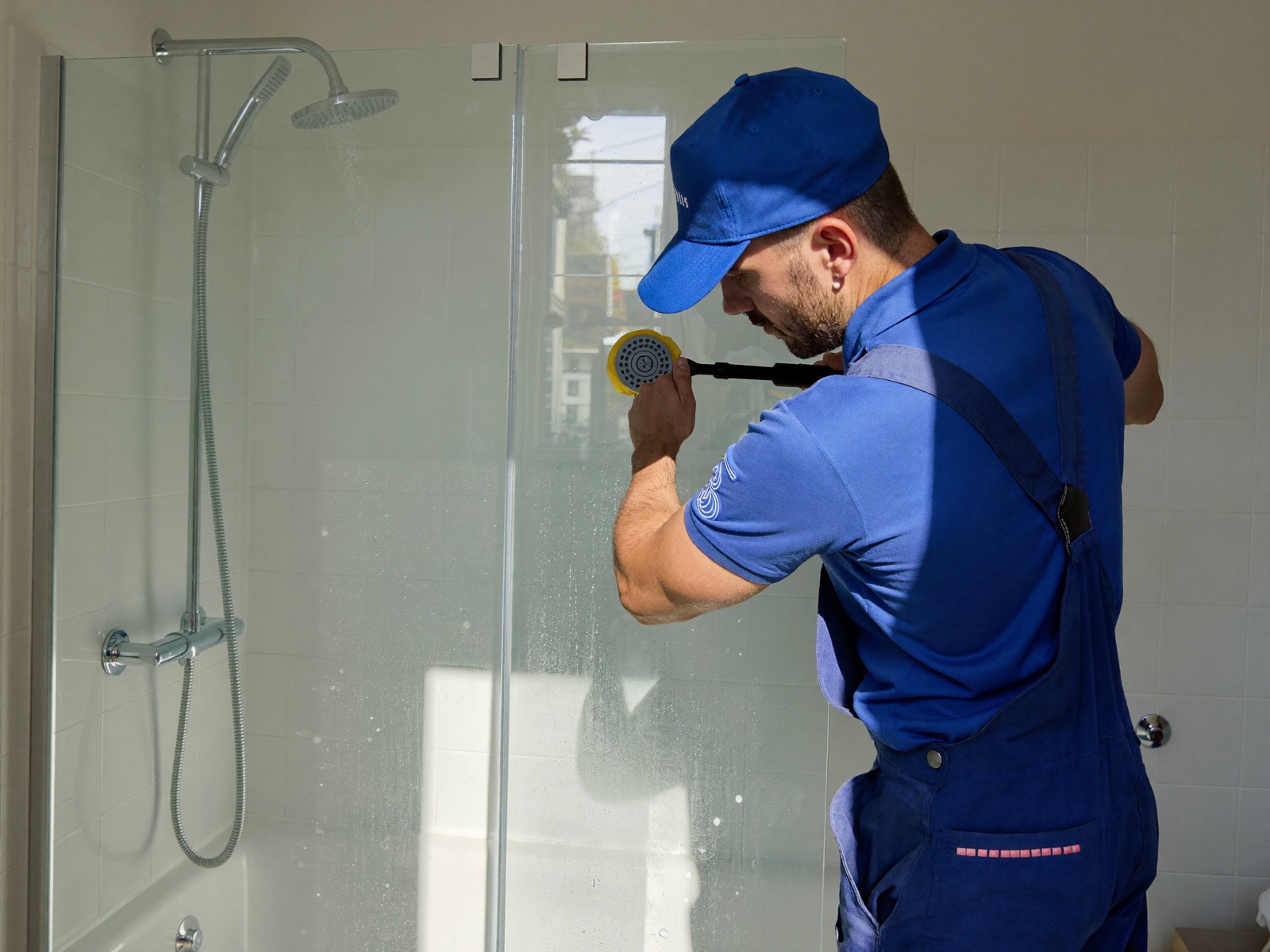Baño moderno reluciente tras una limpieza profunda
